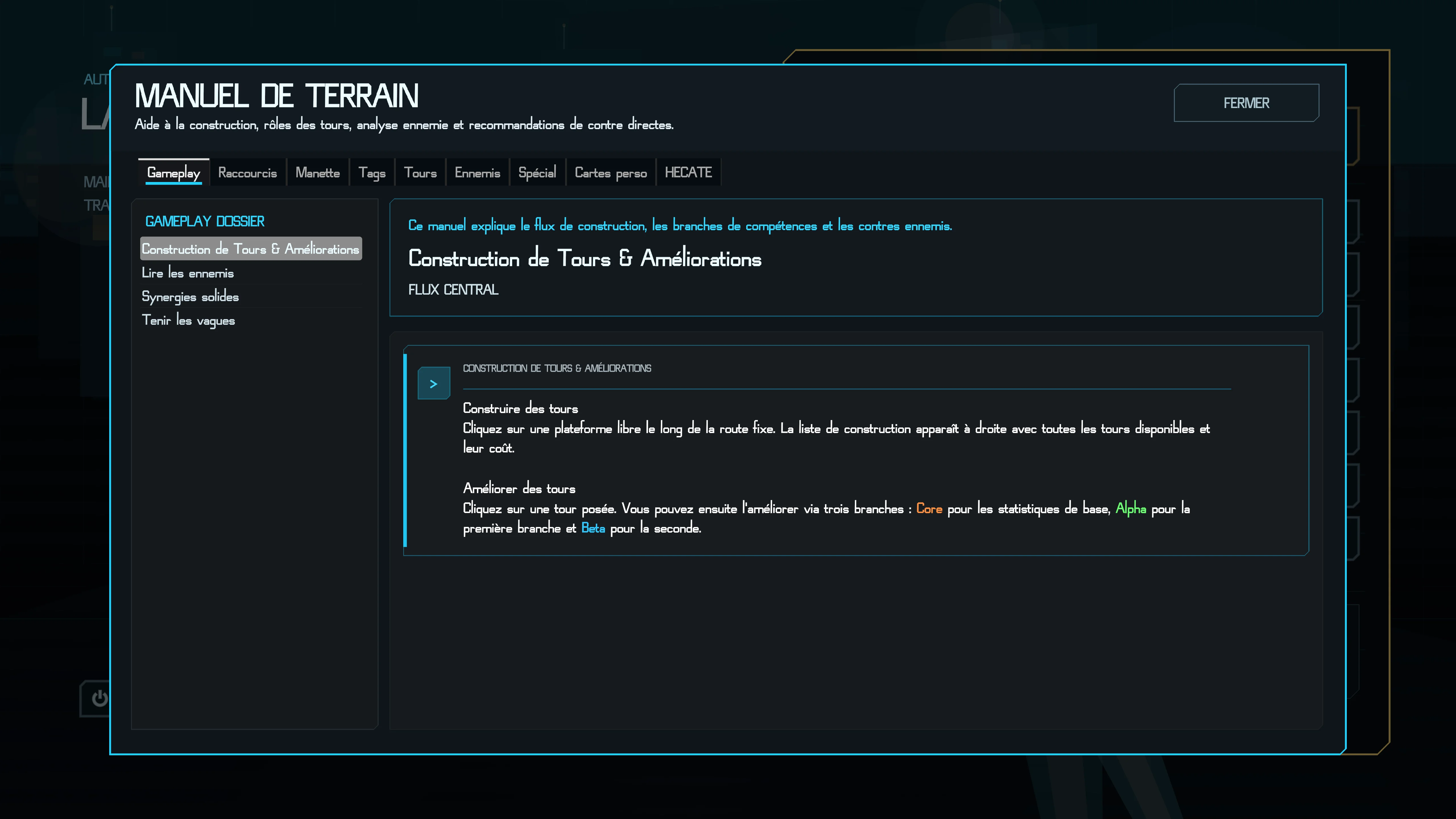 Manuel de terrain avec les instructions de jeu.