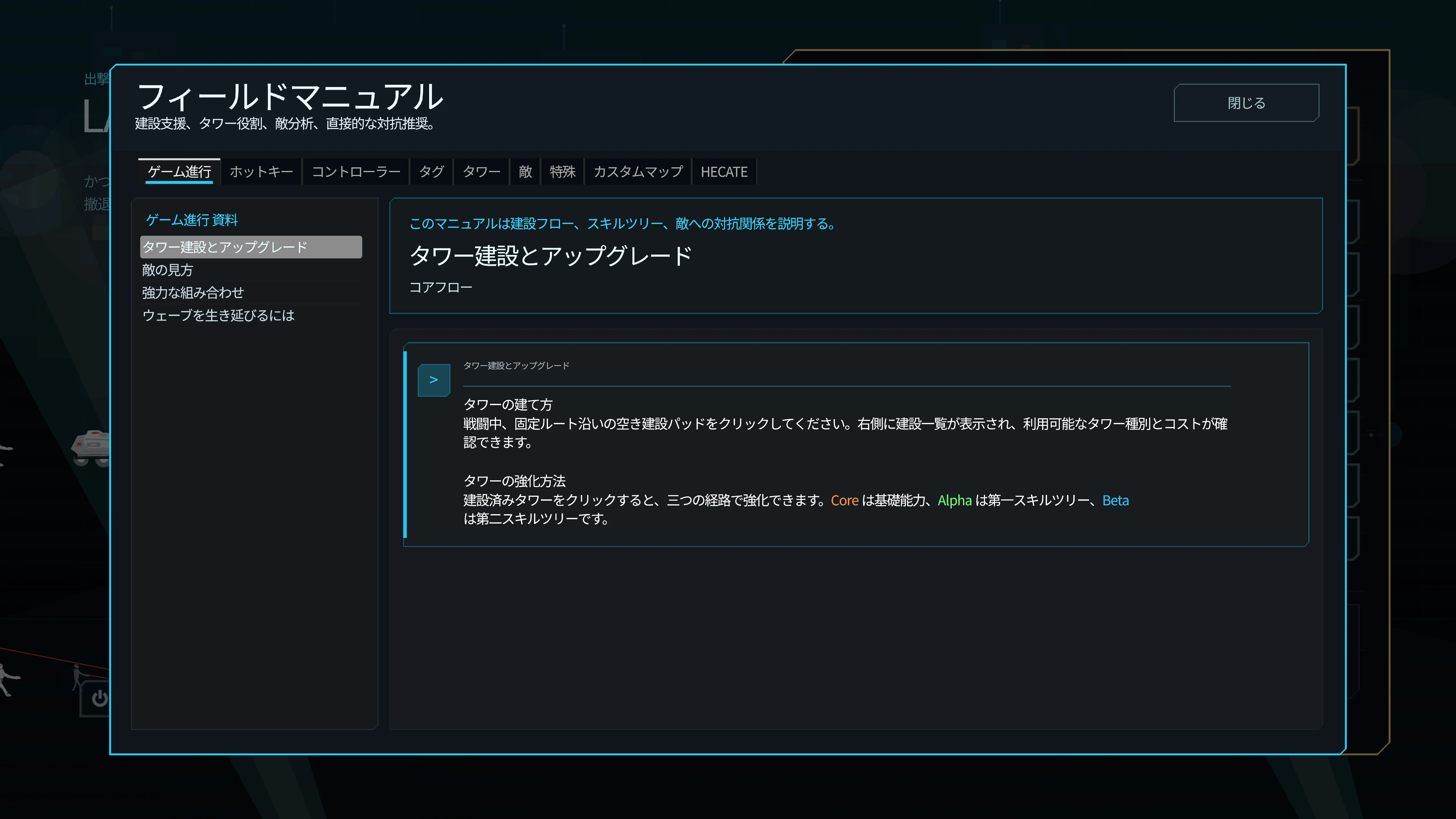 ゲームの説明を掲載したフィールドマニュアル。